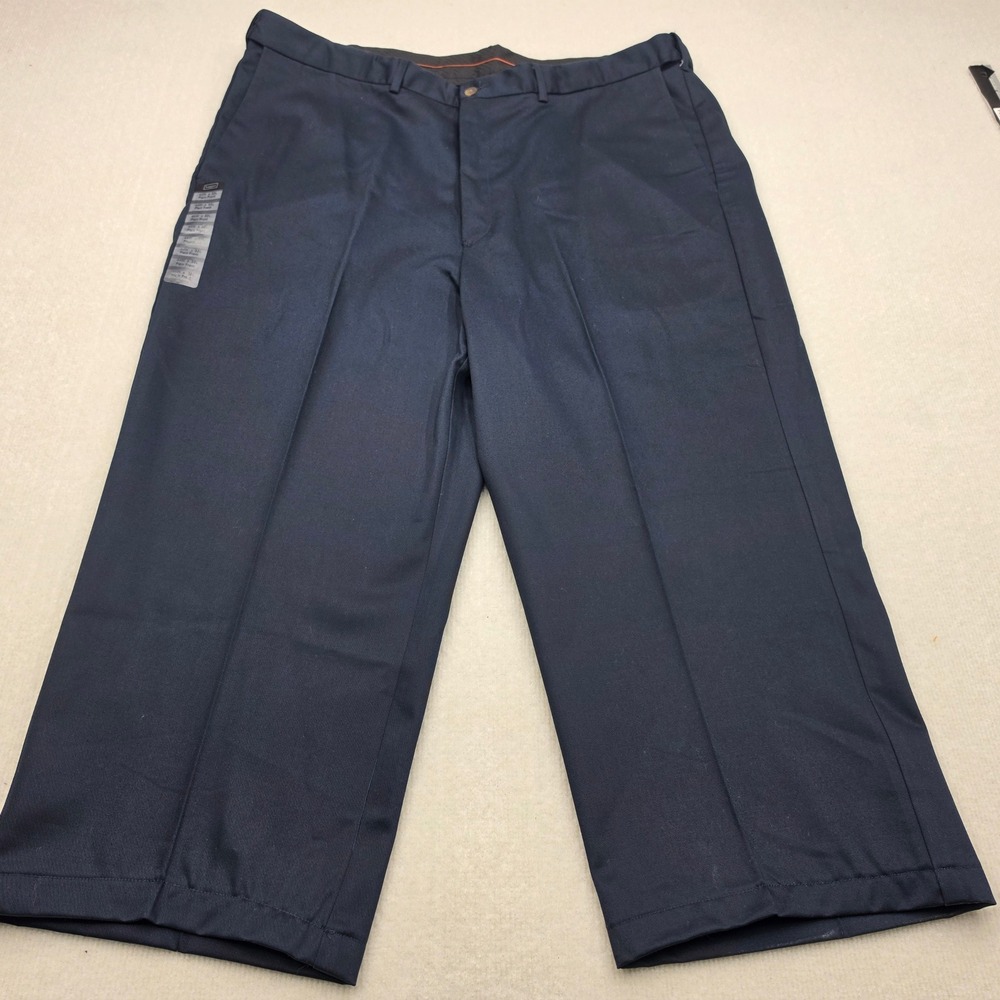NWT Haggar Work-To-Weekend Khaki Pants Mens 44x24 Navy Blue No Iron Comfort
